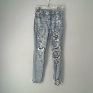 American Eagle Outfitters Ripped Light Blue Skinny Jeans